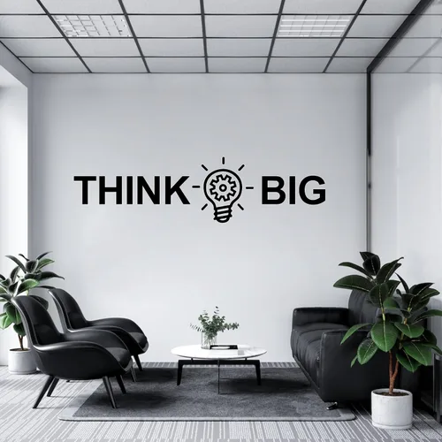 Miniatura 2 de Think Big Quote - Adhesivo de pared de vinilo para oficina y escuela, moderno, oficina, trabajo, decoración de sala de estudio, Y77 (grande, negro)