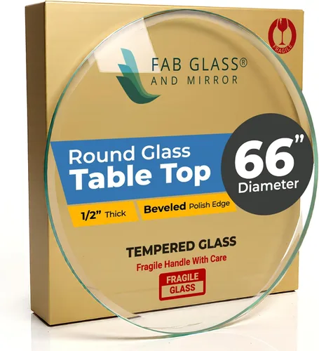 Miniatura 37 de Fab Glass - Mesa redonda de cristal de 48 in, grosor de 3/4 in, cristal pulido plano templado, Vidrio, Transparente