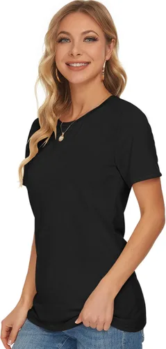 Miniatura 3 de WNEEDU Womens T Shirts Short Sleeve Crewneck Loose Summer Tees Basic Tops