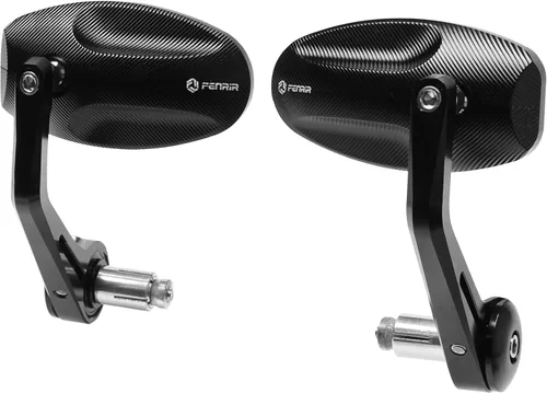 FENRIR Espejos CNC de aleación de aluminio para motocicleta Cafe Racer, negro, para el extremo del manubrio, lateral de 22 mm, 7/8" pulg., espejo