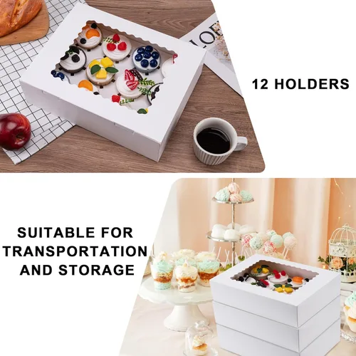 Miniatura 4 de Hoewina 6 Cajas para Cupcakes - Capacidad para 12 Unidades, Recipientes para Cupcakes con Ventana, Soporte para Cupcakes de Grado Alimenticio, Fácil