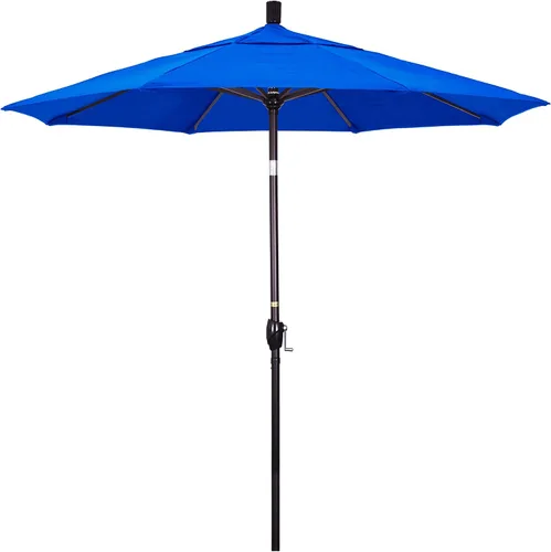 Miniatura 16 de California Umbrella Sombrilla redonda de aluminio de 7.5 pies, manivela elevadora, botón de inclinación, poste de bronce, Sunbrella Air Blue
