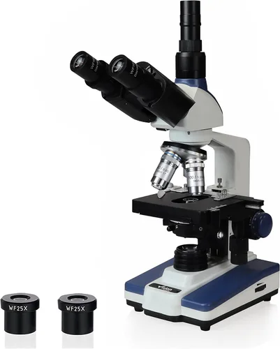 Miniatura 8 de Microscopio compuesto binocular Siedentopf VS-60B-RC, aumento 40X-2500X, oculares de campo ancho 10X y 25X, etapa mecánica de doble capa