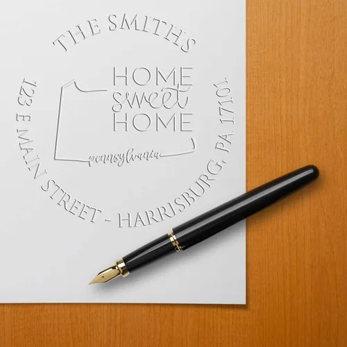 Miniatura 142 de Sello en relieve de dirección personalizado para nuevos propietarios de viviendas, sello redondo de 1-5/8 para dirección de casa, estampado