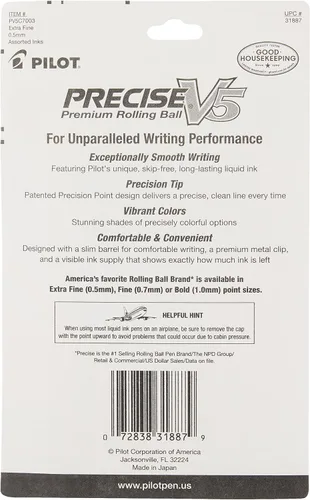 Miniatura 2 de Pilot Precise V5 - Bolígrafos de tinta líquida con tapa de punta extra fina de 0.020 in, bolígrafos de colores, colores surtidos, paquete de 7