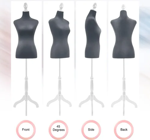 Miniatura 4 de Maniquí de costura de cuerpo femenino con soporte de 50 a 63 pulgadas, maniquí ajustable portátil para exhibición de ropa, base de trípode