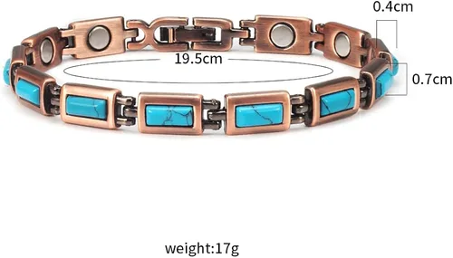 Miniatura 3 de YINOX - Pulsera de cobre con piedra turquesa para mujer, pulsera de moda para el día de San Valentín