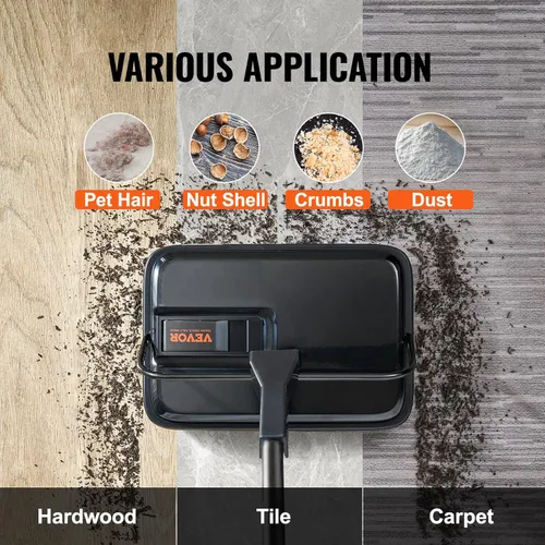 Miniatura 6 de VEVOR Escoba Manual para Alfombras, Escoba de Piso con Capacidad de Cubo de Polvo de 300 ml Fácil de Vaciar, para Alfombras de Casa y Oficina, Pelo