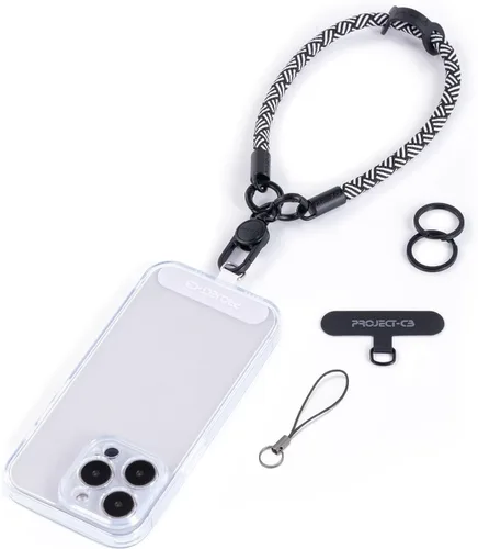 Miniatura 10 de 1 correa de muñeca para teléfono, 2 correas para teléfono, correa de muñeca para teléfono, llavero, llavero (negro)