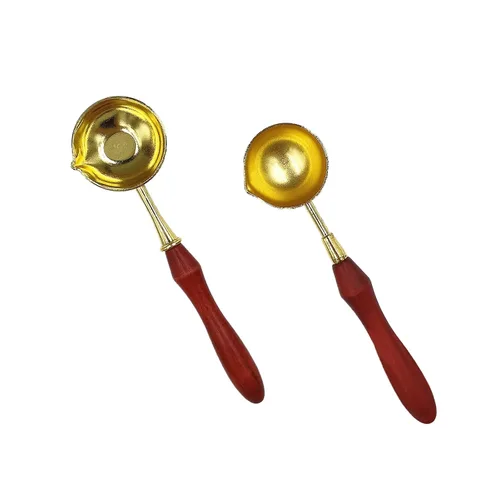 Cuchara de sellado de cera con sello de cera de madera Handel sello de sellado de cera cuchara derretida, calentador de sello de cera para