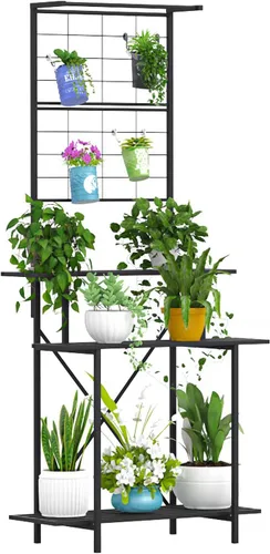 Miniatura 7 de Estante colgante para macetas, resistente soporte para plantas, enrejado, soporte para plantas de múltiples capas para el hogar, jardín, balcón