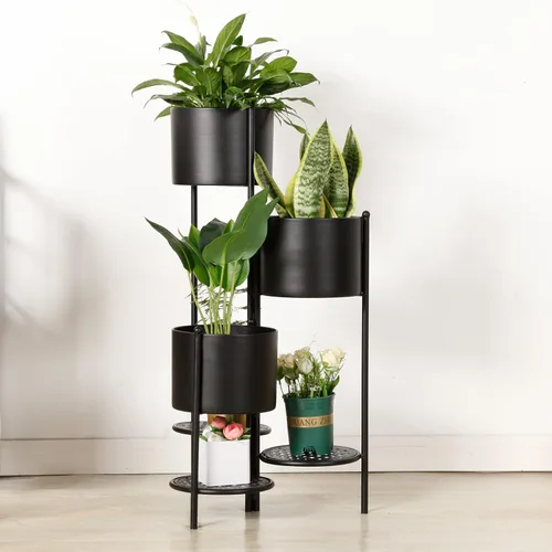 Soporte para Plantas de Esquina Interior de Metal, 6 Niveles para 6 Macetas, Soportes para Macetas de Flores de Exterior, Estantes Portamacetas para