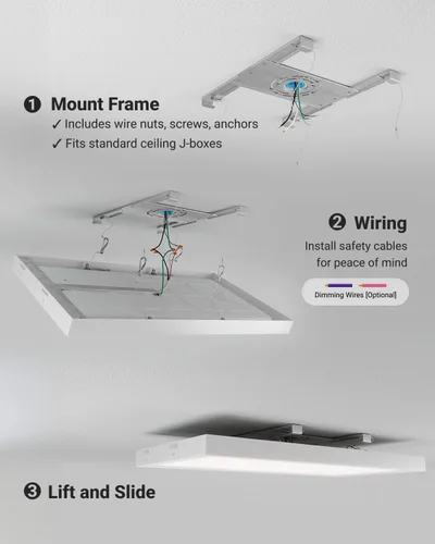 Miniatura 5 de Sunco Paquete de 6 Luces de Panel Plano LED de 1x2, CCT Dual Seleccionable 3500K/4000K/5000K y Potencia Seleccionable 16W/18W/20W, 2000 LM, Triac