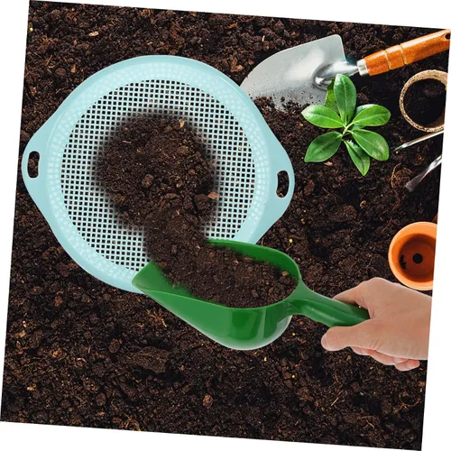 Miniatura 6 de Happyyami Tamiz de suciedad para jardín, tamiz de plástico para suelo, tamiz de suelo, filtro de malla, tamiz de suciedad con mango, herramienta