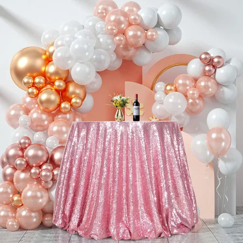 Miniatura 19 de SquarePie Mantel de lentejuelas redondo dorado de 90 pulgadas brillante para bodas, cumpleaños, fiestas, Navidad