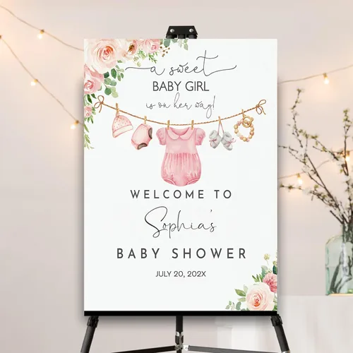 Miniatura 14 de Letrero personalizado de flores silvestres para baby shower, letrero de bienvenida para baby shower, decoración de fiesta de plástico con estacas