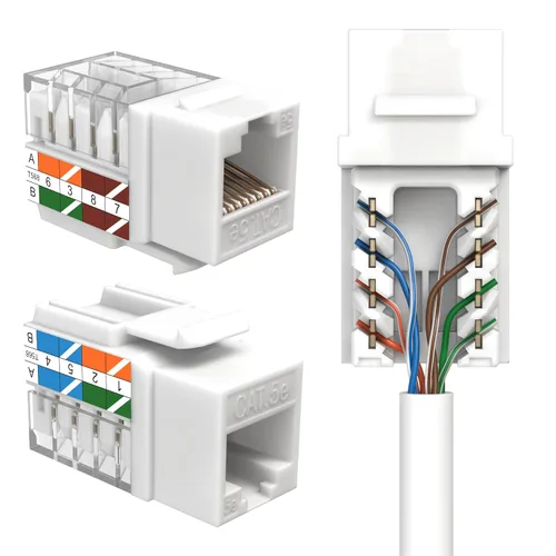 Miniatura 9 de Cat5e Keystone Ethernet Wall Jack Punch Down UTP 45 grados (terminación más fácil que 90 grados), terminación de velocidad de perfil delgado RJ45