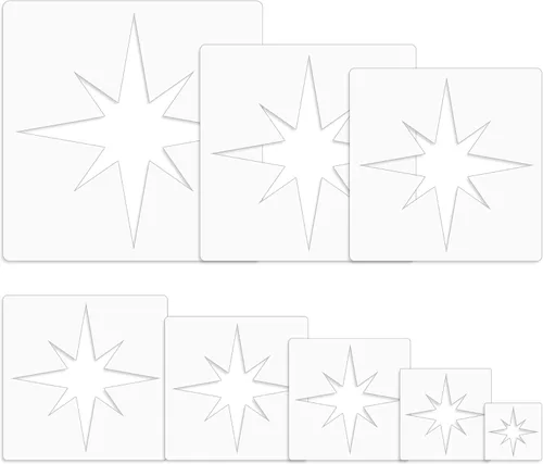 Plantilla de estrella - 8 plantillas de pentagramas reutilizables para pintar y dibujar