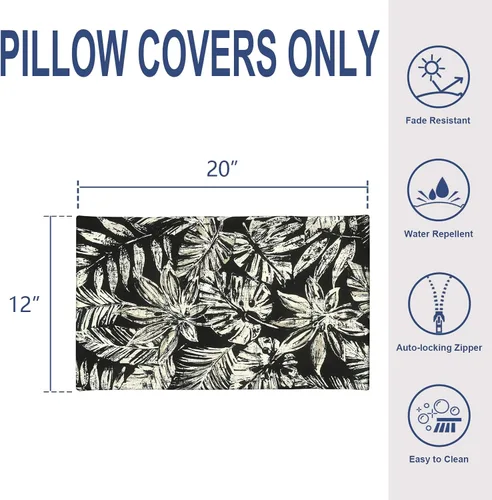 Miniatura 22 de Juego de 2 almohadas para exteriores de 16 x 16 pulgadas, repelentes al agua con interiores, para muebles de patio, hogar, jardín, geometría bohemia