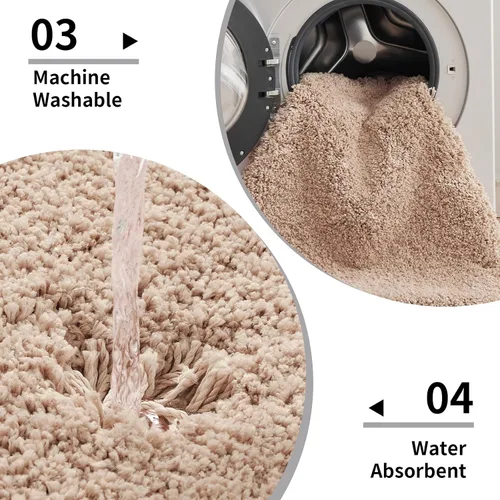 Miniatura 5 de Disolla - Alfombra antideslizante pequeña y esponjosa para el suelo del baño, lavable, afelpada, para ducha, absorbente, color beige, 17 x 24