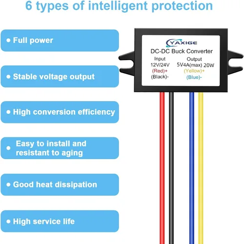 Miniatura 3 de DC 24V a 5V 4A (máx.) 20W Regulador de voltaje reductor - Módulo reductor impermeable (2 piezas)