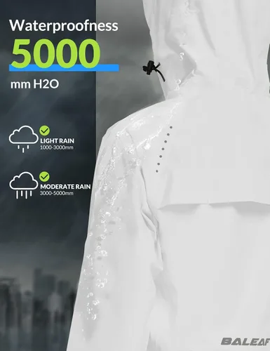 Miniatura 4 de BALEAF Chaquetas impermeables para mujer, cortavientos resistentes, para correr, ligeras, reflectantes, plegables, con capucha