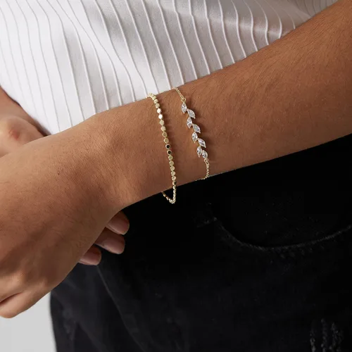 Miniatura 4 de MIDEEO - Pulseras chapadas en oro para mujer, juego de delgadas pulseras de cadena para combinar, de espiga, trenzada, de circonita cúbica