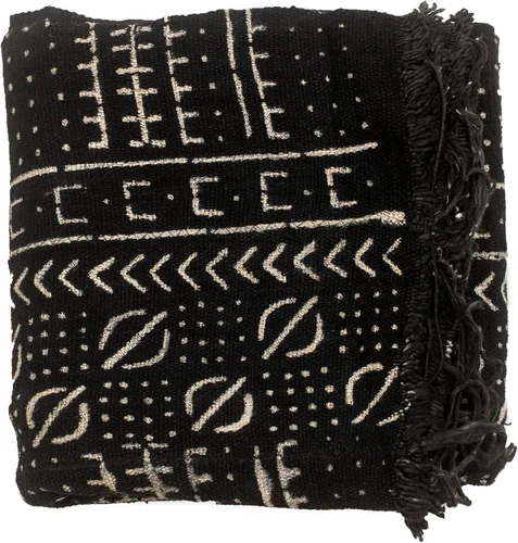 Miniatura 12 de The Bead Chest Tela de barro Bogolan Mali color negro ébano – Tejido africano hecho a mano de África Occidental – 40 x 64 pulgadas – Ideal