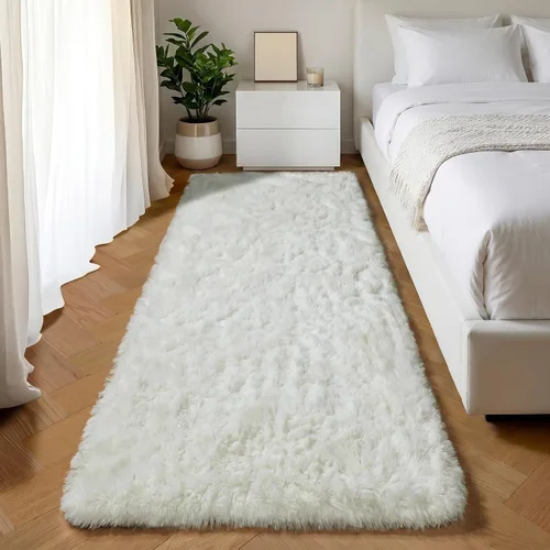 Miniatura 20 de ONASAR - Alfombra de pasillo negra de 2 x 6 pies, esponjosa, lavable, ultrasuave, afelpada, peluda, tapete para bebés, dormitorio de niños, armario
