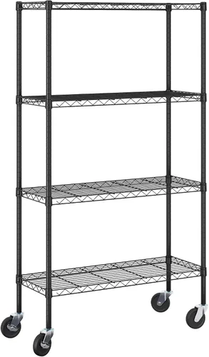 Miniatura 4 de Furinno Wayar - Carrito de almacenamiento de metal de 4 niveles con ruedas, 36 x 14 x 58 pulgadas, color negro