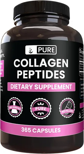 PURE ORIGINAL INGREDIENTS Péptidos de colágeno (365 cápsulas) sin magnesio o rellenos de arroz, siempre puros, verificados por laboratorio