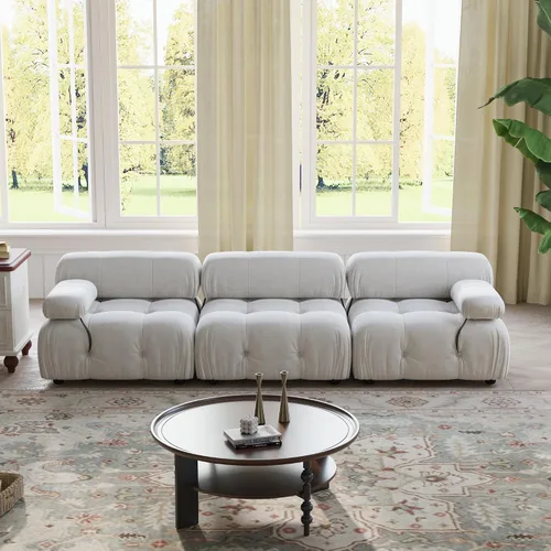 WJShome Sofá modular modular de 103.95 pulgadas, sofá convertible de terciopelo de 3 plazas minimalista para sala de estar, sofá moderno y grande de