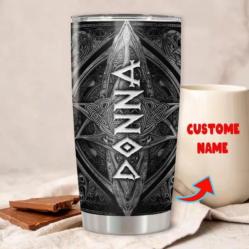 Miniatura 2 de Vaso vikingo personalizado estilo bandera de Estados Unidos, nombre personalizado, doble pared aislada al vacío, taza de 20 onzas, 30 onzas