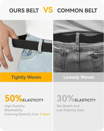 Miniatura 5 de CHAOREN Cinturón para hombre, cinturón de golf trenzado elástico para hombres de 1 3/8 pulgadas, regalo para pantalones de golf, pantalones cortos