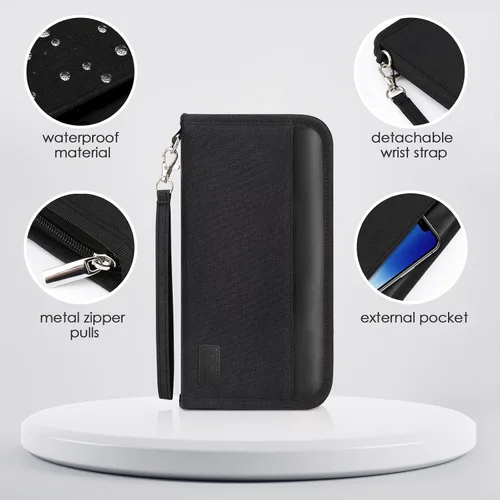 Miniatura 9 de Boonbery Cartera de pasaporte familiar con bloqueo RFID para 4-6 mujeres y hombres, organizador de documentos de viaje impermeable, funda
