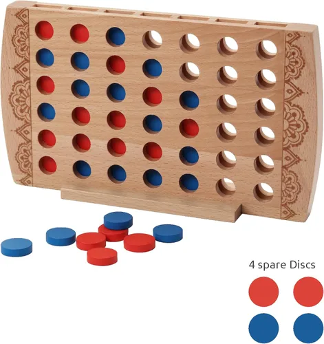 Miniatura 5 de Juego de madera 4 en una fila, decoración de mesa auxiliar, juego de estrategia clásico, juegos de mesa familiares, juguetes de regalo para niños