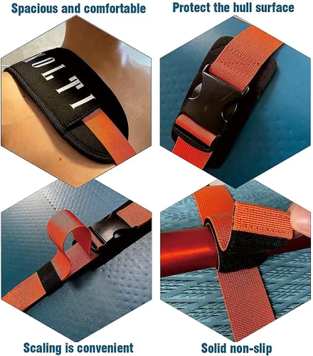 Miniatura 3 de Kolti Correa de transporte para tabla de remo, correa de soporte ajustable de alta resistencia para tabla de surf, tabla de remo, canoa, longboard