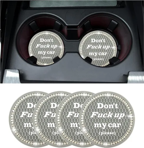 Miniatura 14 de Kewucn Paquete de 2 posavasos brillantes para automóvil, 2.75 pulgadas, antideslizantes, de goma suave, con diamantes de imitación, almohadilla