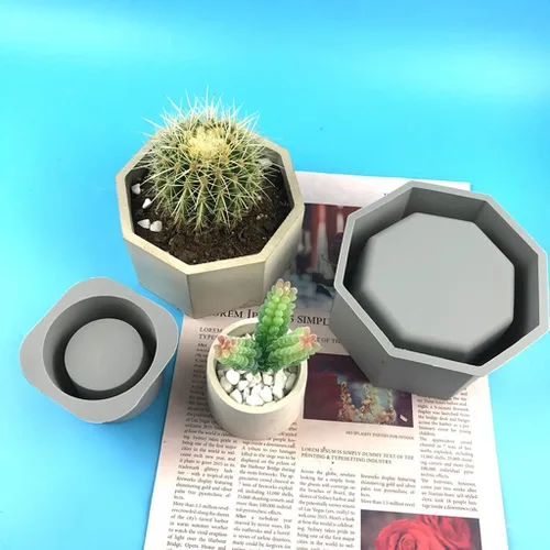 Miniatura 6 de appuivbt Molde de resina para macetas, moldes de silicona para suculentas, moldes de cemento, molde de arcilla de hormigón, cuadrado/redondo/octágono