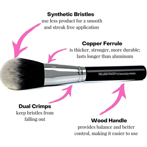 Miniatura 3 de Brocha grande de maquillaje en polvo de acabado, brochas de maquillaje grandes y esponjosas para cara completa, contorno bronceador corporal