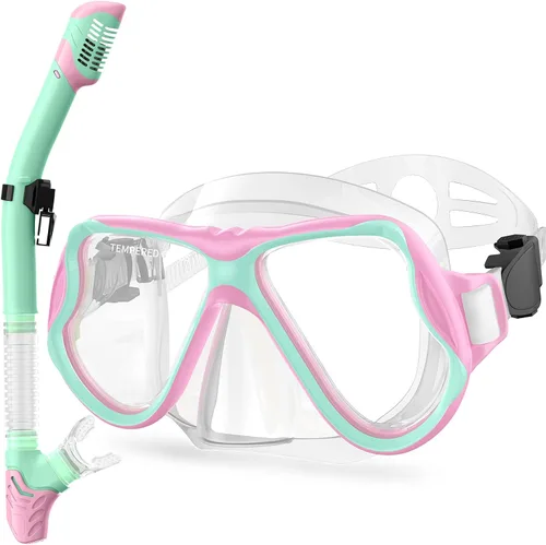Miniatura 11 de Greatever Snorkeling Gear for Kids, Dry Snorkel Set Panoramic View Snorkel Mask, Anti-Fog Scuba Diving Mask for Kids Youth Age 6-14, Unisex Swimming