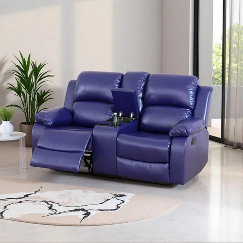 Miniatura 31 de Juego de sala de Estar reclinable de 3 piezas, juego de sofá reclinable Manual para conjunto de muebles de sala de Estar, con consola de Gris oscuro