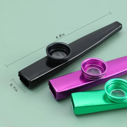 Miniatura 2 de Fansjoy Kazoos - Paquete de 6 instrumentos musicales de metal Kazoos con 12 membranas de flauta para principiantes amantes de la música