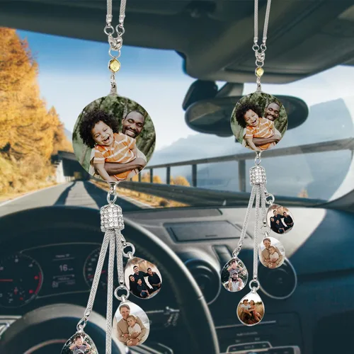 Miniatura 13 de WERWAES Los accesorios personalizados personalizados del espejo retrovisor del coche personalizan el colgante colgante de cristal de la foto
