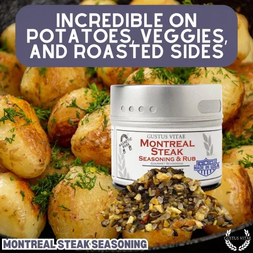 Miniatura 5 de Montreal - Condimento para carne, auténtica mezcla de especias gourmet artesanales, sin OMG, empaquetado en latas magnéticas, sostenible, cultivado