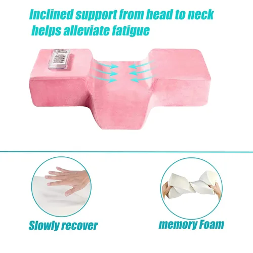 Miniatura 7 de Almohada de extensión de pestañas de salón de belleza, almohada de espuma viscoelástica con funda de almohada de terciopelo, curva ergonómica que