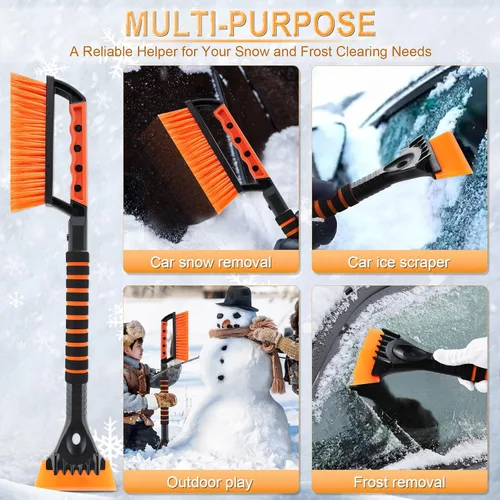 Miniatura 6 de LivTee Rascador de hielo y cepillo de nieve para parabrisas de automóvil, herramienta de eliminación de nieve extraíble de 24.75 pulgadas