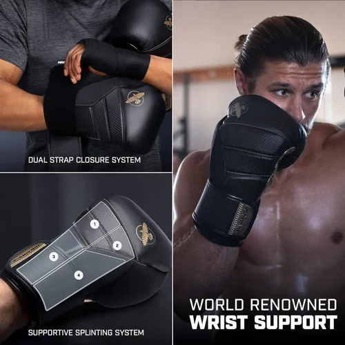 Miniatura 4 de Hayabusa T3 - Guantes de boxeo para hombre y mujer, protección de muñeca y nudillos, cierre de velcro doble X, soporte de muñeca con férulas