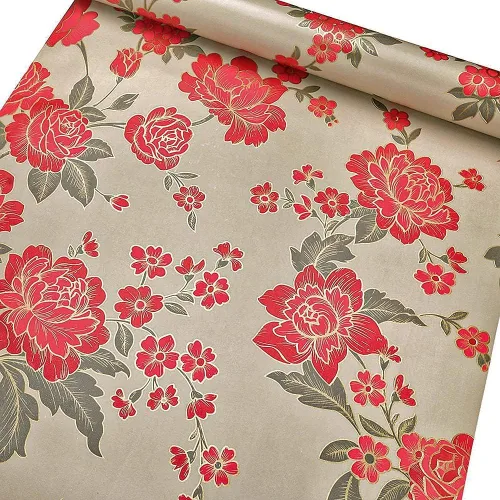 Miniatura 8 de 8190-10M - Papel tapiz vintage para despegar y pegar, 17.7 pulgadas x 32.8 pies, flores beige, papel de contacto extraíble, autoadhesivo