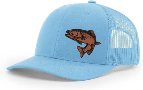 Miniatura 46 de Sombrero de pesca de trucha con parche de cuero grabado láser Richardson 112 Snapback Trucker Cap